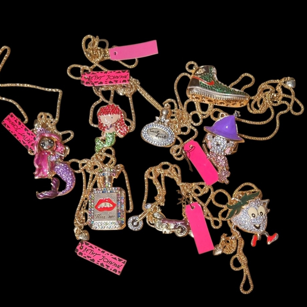 CHOOSE ONE. BETSEY JOHNSON Harley Davidson Pink Motorcycle Necklace NIP. - Picture 3 of 9
